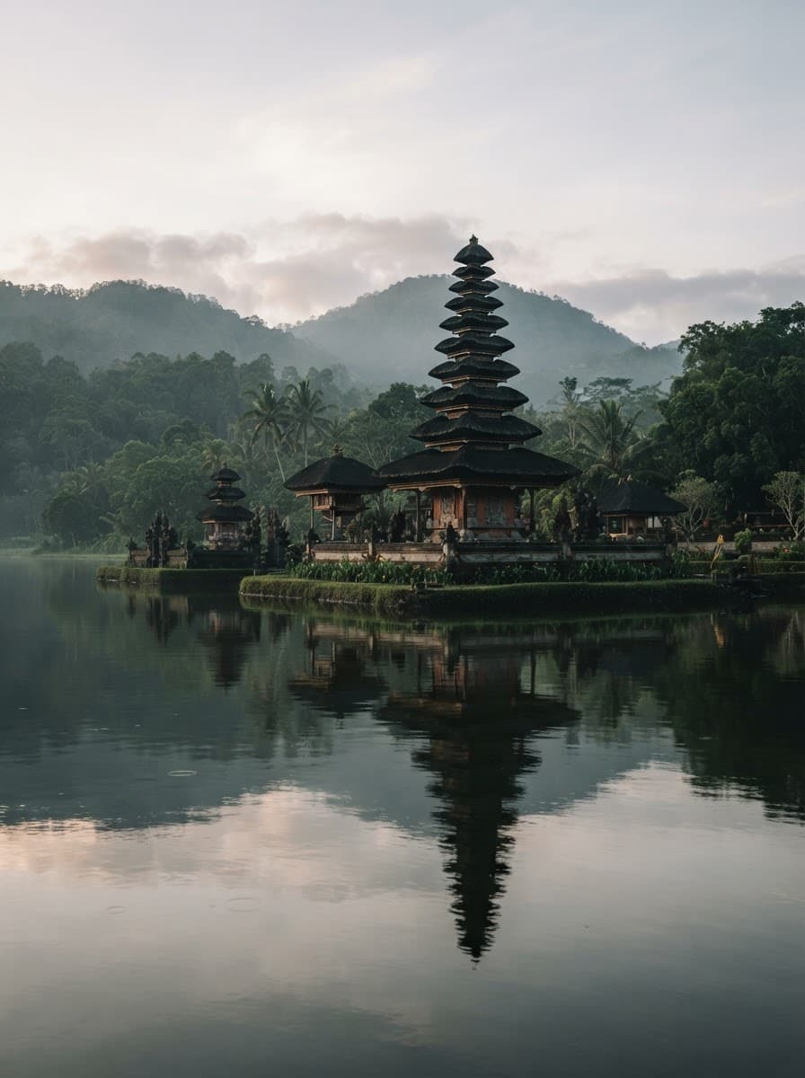 Sacred Bali Temple Dawn Landscape