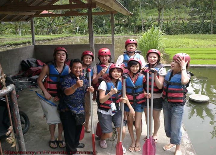 Charlie with Stefanny and friends from China on Ayung river rafting adventure